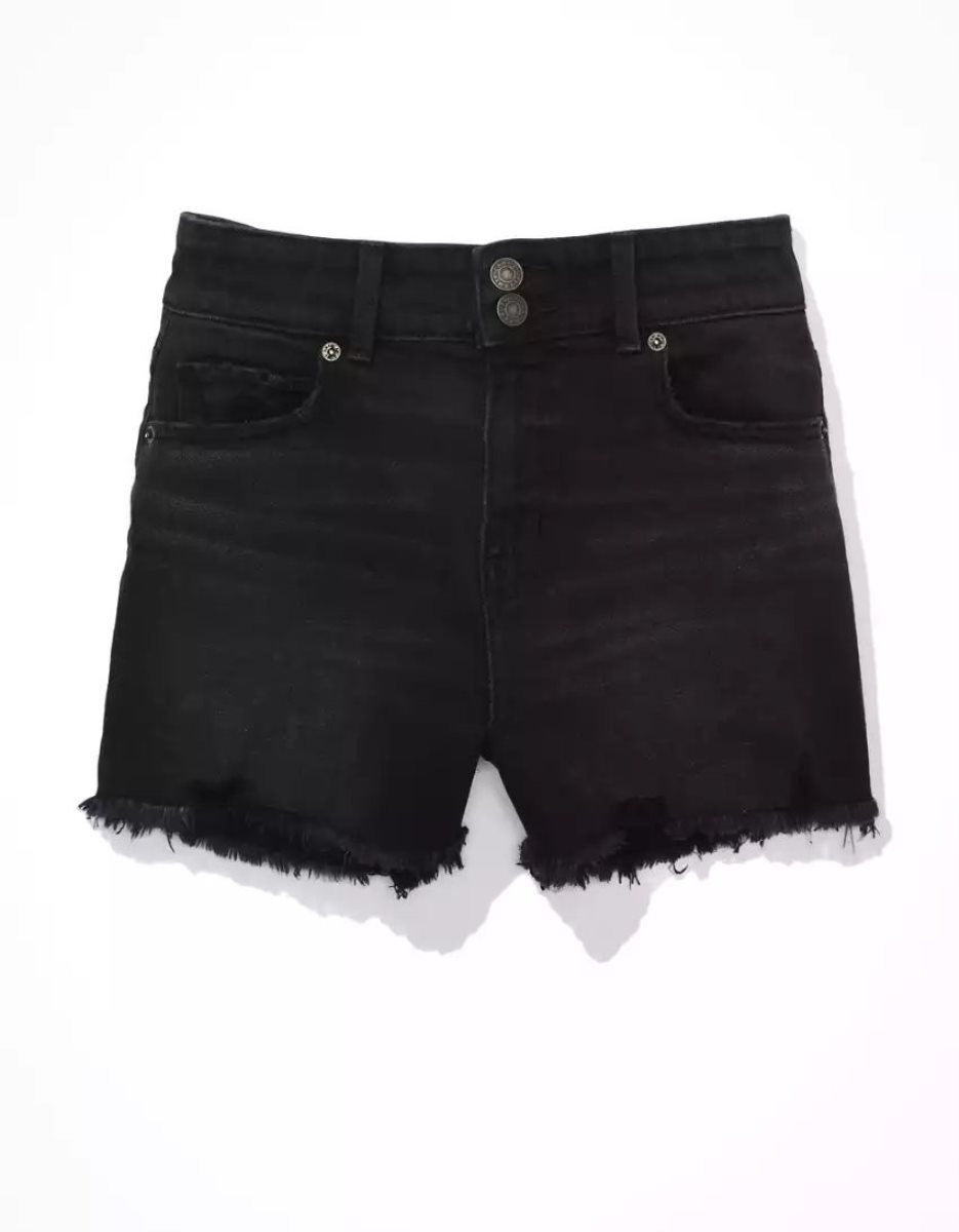 Shorts American Eagle AE Stretch Denim Mom Noir Femme | NVS-80089434